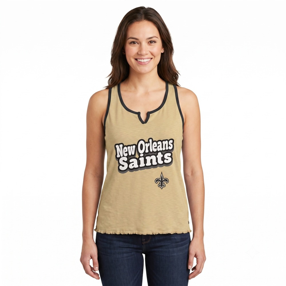 NFL Team Apparel New Orleans Saints New Era Tank Top Gold Black Womens XL NWT